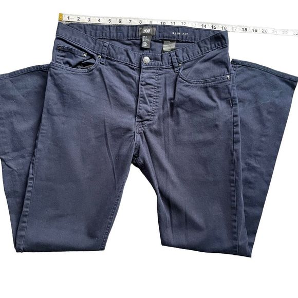 Men’s H&M Navy Blue slim fit pants size 31 - Picture 2 of 6
